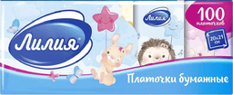 Платочки носовые бумажные двухслойные Лилия Детство