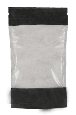 Пакет Дой-пак 120*185 "30+30" мм бумажный с окном 100 мм ЧЕРНЫЙ zip-lock