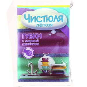 Губка для посуды "Чистюля" 3L Легкая, профильная (3 шт.упак) 85*64*42 мм с защитой маникюра Губка для посуды "Чистюля" 3L Легкая, профильная (3 шт.упак) 85*64*42 мм с защитой маникюра