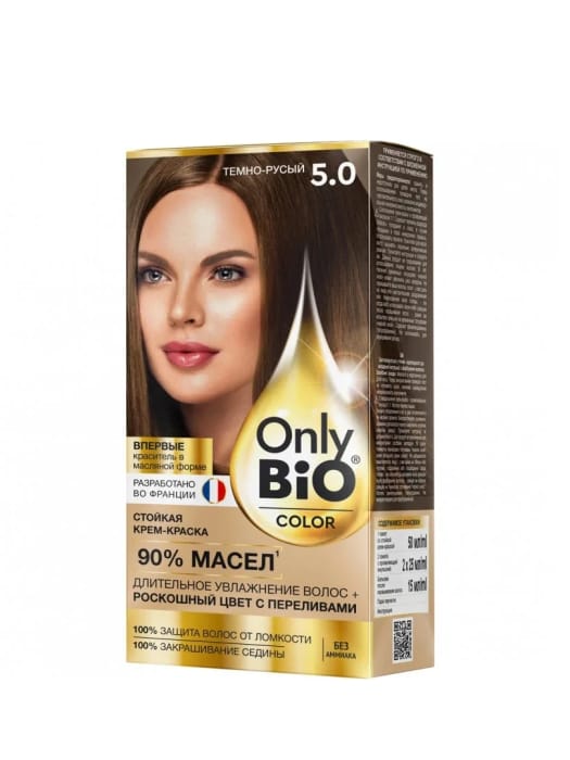 Крем-краска для волос "Only Bio Color", 5.0 Темно-русый Крем-краска для волос "Only Bio Color", 5.0 Темно-русый