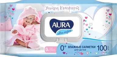 Салфетка влажная 100 шт. "AURA" для детей, КЛАПАН (100 салф.шт) Салфетка влажная 100 шт. "AURA" для детей, КЛАПАН (100 салф.шт)