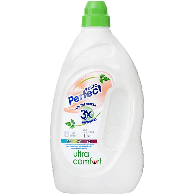 Гель для стирки 1,5 л "Vesta" PERFECT, Ultra comfort Гель для стирки 1,5 л "Vesta" PERFECT, Ultra comfort